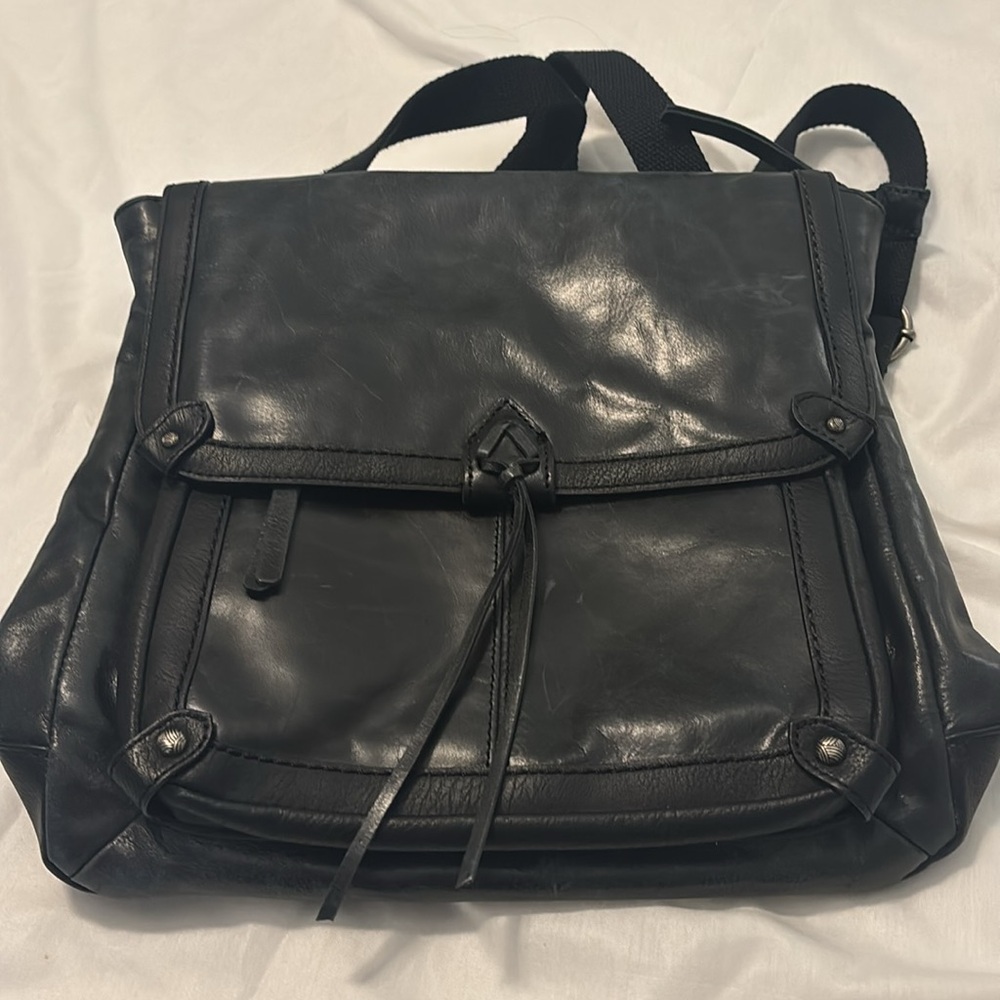 The Sak Black Ventura Convertible distressed leather backpack crossbody NWOT